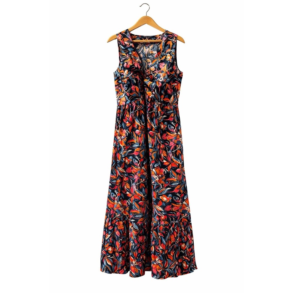 French Connection Twist Front Dress XL Multicolor Floral Sleeveless Midi NWT